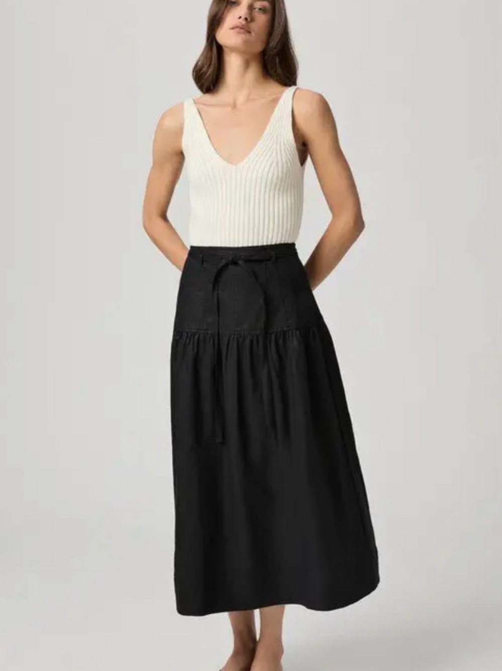 PAIGE Cream Cherie Ribbed Sweater V-Neck Tank